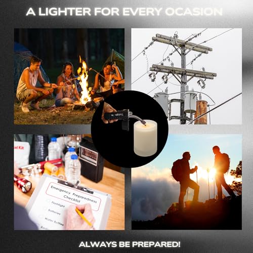 TrueLightEssentials Electric Rechargeable Plasma Lighter - Waterproof USB Arc Lighters with Flashlight LED Battery Indicator and Flexible Neck for Candle Survival Camping Emergency (Black, Long) - color: Black