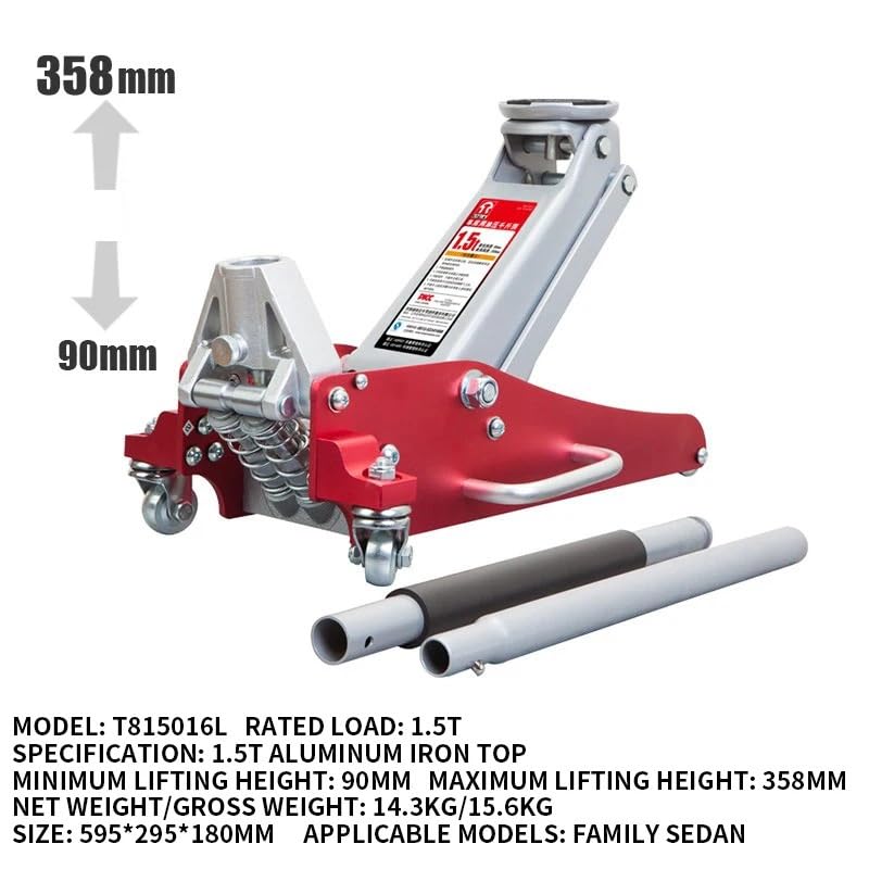 Scissor Jack Hydraulic Low Profile Aluminum and Steel Racing Floor Jack with Dual Piston Quick Lift Pump 1.5-3 Ton Capacity Scissor Jack Kit (T815016L) - color: T815016l