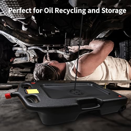 AAIN 15-Gallon Oil Drain Pan, 58-Quart Large Opening | Sealing Cap| Leak-Resistant Design| Screw Vent| Smooth Oil Pouring| Car & Truck Maintenance| Black