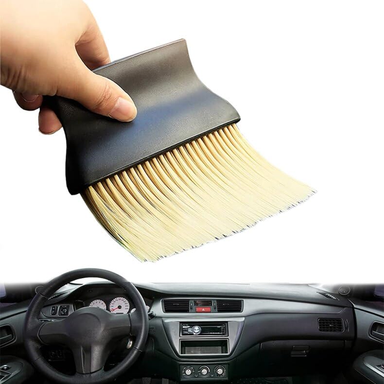 AUGEN Soft Nylon Bristle Cleaning Brush, Scratch Free Interior Exterior Car Detailing Dust Brush, Car Accessories Cleaner Tool for Dashboard Automotive Air Conditioning (Pack of 2)