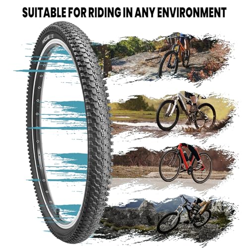 Hycline 2-Pack Mountain Bike Tires Set: 20/24/26/27.5-inch Folding Replacement High-Performance Wear-Resistant Bicycle Tires and Pair Inner Tubes with Tire Levers for MTB Off-Road Bike - color: 26x1.95-30TPI