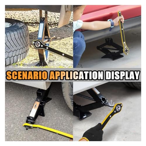 GLSOWEE Car Jack Ratchet Wrench, Universal 360 Swivel Lug Jack with Long Handle, Auto Labor-Saving Scissor Wrench for Small Car SUV