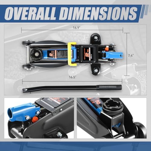 Auto Dynasty 2 Ton Floor Jack with Jack Stands, Heavy Duty Steel Hydraulic Racing Floor Jack with Single Piston Quick Lift Pump, Hydraulic Trolley Service Car Jack, Blue - color: Blue