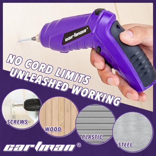 CARTMAN 149PCS Tool Set, Purple Cordless Screwdriver, Home Repair Tool Kit | Complete tool assortment with cordless screwdriver for home repairs, office fixes, furniture setup crafting, and daily tasks. - style: 149 PURPLE