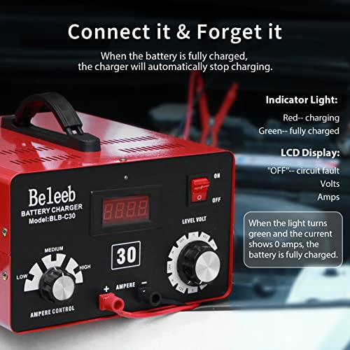 Adjustable Battery Charger 12V 24V 36V 48V 60V 72V Smart LCD Display Pulse Repair Desulfator Cable Clamps Automotive Maintainer for Golf Cart Mower Boats, PWCs Truck RV ATV SUV