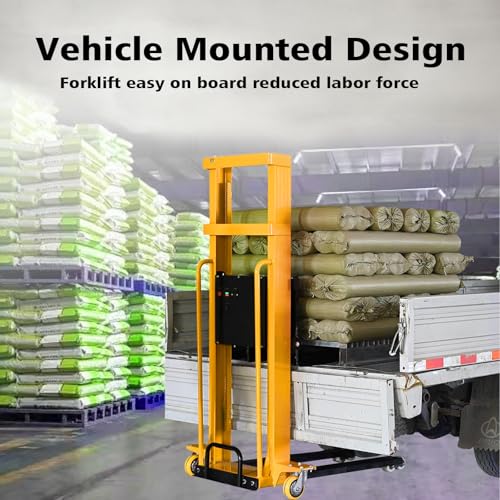 Electric Pallet Stacker Electric Forklift Capable of Boarding Trucks Pallet Lift 1300lbs Capacity 63" Lifting Height Material Lift with Fixed Legs (Width Adjustable, 63" Lifting) - color: Width Adjustable 63" Lifting