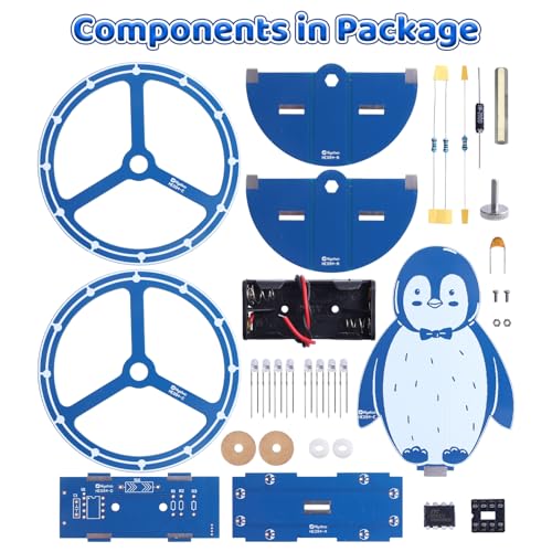 DIY Penguin Soldering Kit, Wobbling Penguin Soldering Project with Motion-Activated RGB Lights, Back to School Soldering Practice Kit for Students, Fun Electronics Project for STEM Education