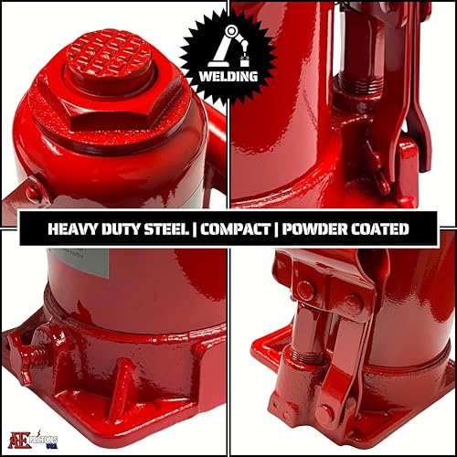ATE Pro. Tools - 10 Ton Hydraulic Bottle Jack, (20,000 lbs) Red Bottle Jack, Welded Hydraulic Jack