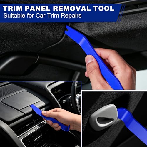 10 Pcs Car Trim Removal Tool Kit with Non-Scratch Plastic Pry Tool and Auto Clip Pliers, Automotive Car Trim Rivet Clip Removal Tool for Door Panel Dashboard Body Repair Kit -Blue | High-strength impact-resistant nylon material,Suitable for automotive int