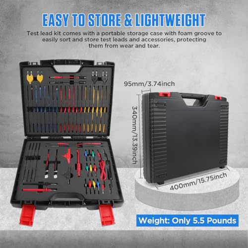 Multimeter Test Leads Kit 104PCS Multimeter Leads Kit Multi Function Electrical Back Probe Kit Efficient Automotive Circuit Test Leads Kit Relay Wire Terminal Test Diagnostic Tool with Alligator Clips - size: 104PCS
