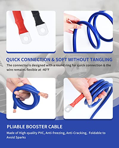 SAFEMATE 0 Gauge 30FT Heavy Duty Jumper Cables for Diesel Trucks, Pickup & SUV – 1000A Booster Cable with Quick Connect Plug, Tangle-Free, Carry Bag – 12V/24V - size: 0 Gauge - 30 Feet