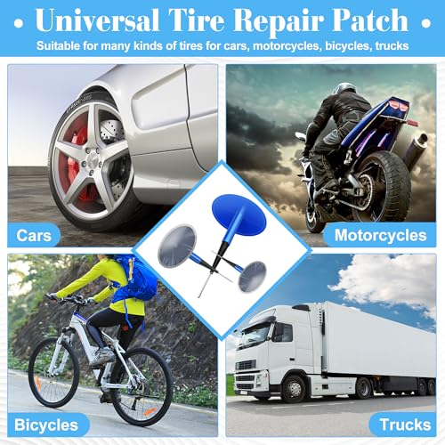 Tire Repair Patch Plug Kit, 24P Mushroom Tire Plug Patch | with Hex Shank Drill Bit for Car (1.41" / 1.81" / 2.36")