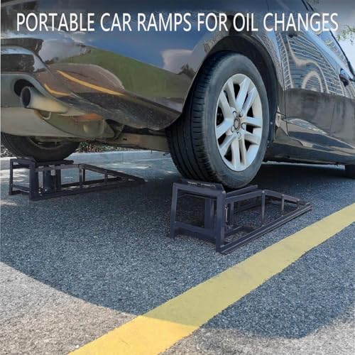2 Pack Hydraulic Car and Truck Service Ramps,Low Profile Car Lift Service Ramps for Oil Changes,11000 Lbs (5 Tons), Adjustable Lift Height 9.8" to 16.21", Home Garage,Vehicle Auto Garage - color: Gray