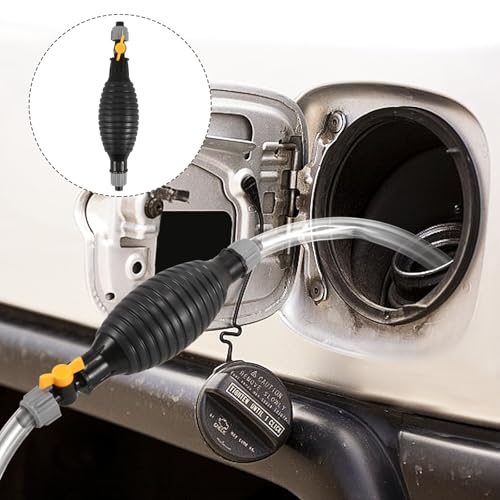 PRETYZOOM Manual Gasoline Transfer Pump with Siphon Hose, Hand Fuel Siphon Kit for Car Liquid Transfer, Portable Gasoline Sucker Pump Suitable for Automotive Fuel and Water Extraction