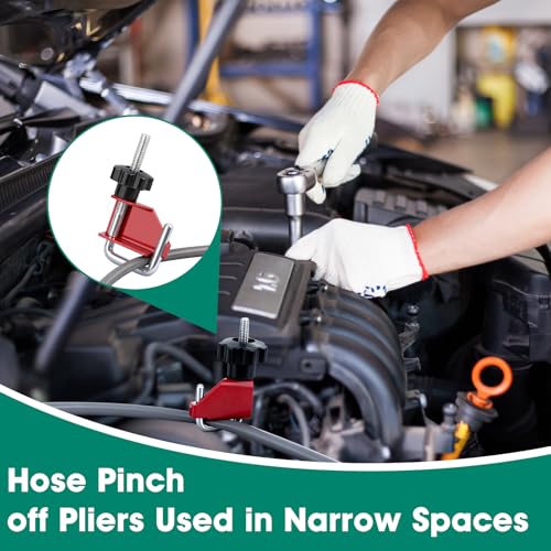 4 Piece Hose Pinch Off Pliers Flexible Hose Clamp Pliers, Brake Fuel Line Clamp Automotive without Damaging the Line, Radiator Hoses Clamp Tool Set for Heater Hose Coolant Maintenance