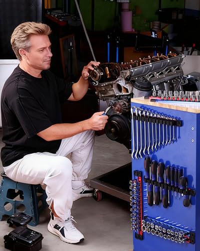 WORKPRO 8-Piece Magnetic Socket and Screwdriver Organizer Set | 6-Piece 1/4", 3/8" & 1/2" Drive Metric & SAE Socket Rails, 2-Piece Screwdriver and Wrench Holders - size: 6pc Socket Rail & 2pc Screwdriver Rail