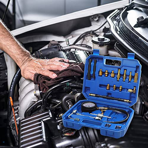 TU-114 Auto Fuel Pressure Gauge Tester Kit Gasoline Pressure MetersAutomobile Instrument Testing Tool(Blue) - color: Blue 1
