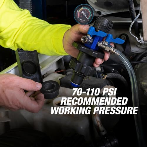 Mhot Cooling System Vacuum Refill Kit, Fast Air Purge Coolant Filling Kit of 15 Pack,Universal Radiator Coolant Vacuum Fill Tool with Dual-Movement Pressure Gauge,Vacuum Leak Tester & Conical Adapter - color: GRAY