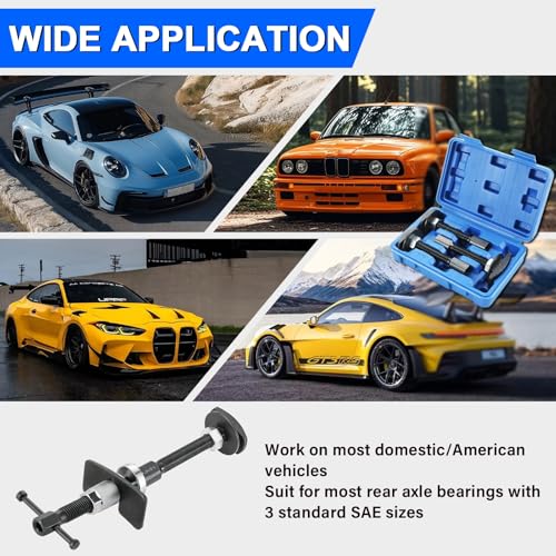 DASBET Rear Axle Bearing Puller Set Wheel Bearing Removal Tool Kit Hub Bearing Extractor Installer Repair Tool Bearing Rear Axle Remover Set with 3 Sizes 1 to 1-7/8, 1-5/16 to 2-3/8, 1-3/8 to 2-7/8