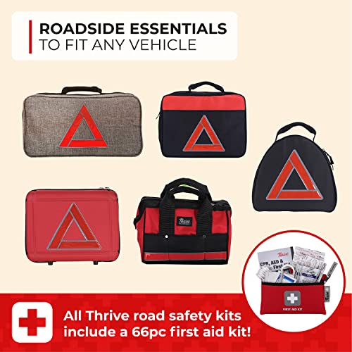 Thrive Emergency Car Kits for Vehicles - Roadside Emergency Car Kit (104 Pieces) - Car Kits for Emergency - Roadside Car Kit with Jumper Cables and Mini First Aid Kit - Gray Bag - color: Gray Bag