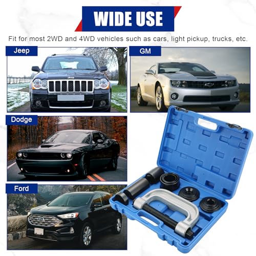 NYXOVA Ball Joint Removal Installation Tool, Heavy Duty Ball Joint Press Kit & U Joint Removal Tool with 4 Wheel Drive Adapters for Most 2WD and 4WD Cars Light Trucks