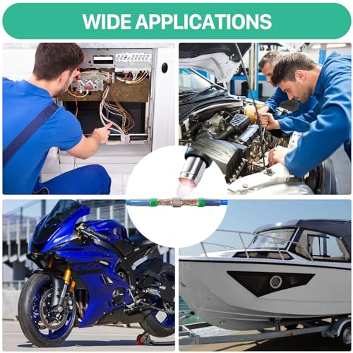 YNZDRWA 200PCS Solder Seal Wire Connectors Kit, Heat Shrink Butt Connectors | Waterproof Electrical Butt Splice Wire Terminals for Marine Automotive Trailer RV Boat Truck Wiring