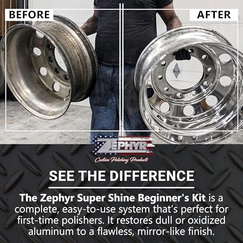 Zephyr - Super Shine Beginner's Aluminum Polishing Kit - Metal Polishing Kit Made for Fuel Tanks, Aluminum Wheels, Peterbilt Steps, & More - size: Super Shine Intro Kit