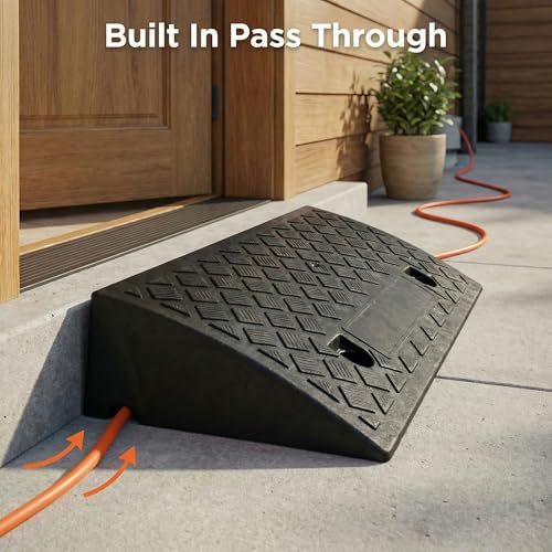 5" Rise Threshold Ramps for Doorways, Curb Ramps for Driveway 2 Pack, 6614lbs Capacity Portable Rubber Wheelchair Ramp, Driveway Ramp for Car, Cart, Hand Truck, Motorcycle, Bikes, Dollies