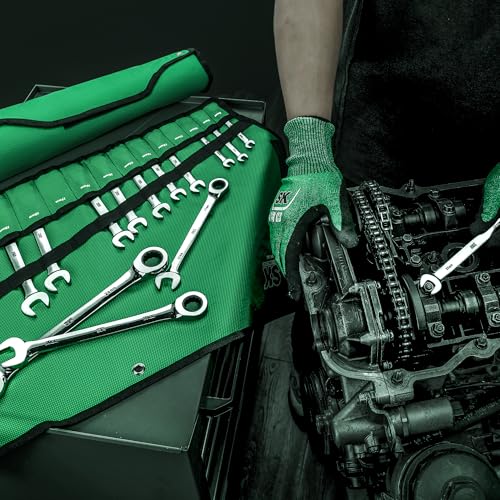 SK Ratcheting Wrench Set, Combination Wrench Set, 30-Piece, SAE 1/4" to 1", Metric 8 to 24mm, 72-Tooth, Premium CR-V Construction, with Rolling Pouch - size: 30-Piece, SAE 1/4" to 1", Metric 8 to 24mm
