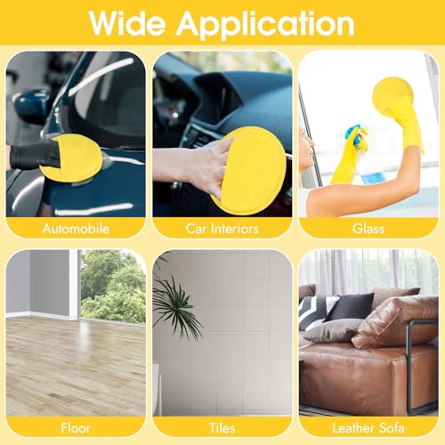 10 Pack Wax Applicator Pads Microfiber with Finger Pocket for Car Wax | 10-pack microfiber foam pads with finger pocket, Scratch-free waxing for cars & household, Machine washable & reusable - color: Yellow