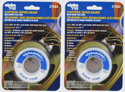 Alpha Fry AT-31604 60-40 Rosin Core Solder (4 Ounces) | Pack of 2 - size: Pack of 2