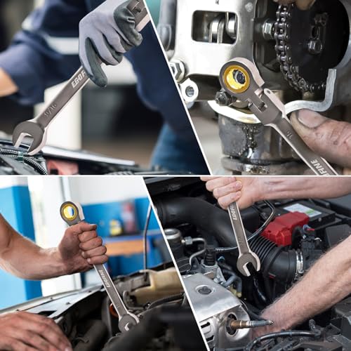 Egofine 1/2 Ratchet Wrench Flex Head, 1/2 Wrench Ratcheting Combination Wrenches SAE, Industrial Grade Gear Spanner with 12 Point Box End, 72-Teeth Ratchet Nickel Plating, Chrome Vanadium Steel - style: 1/2inch