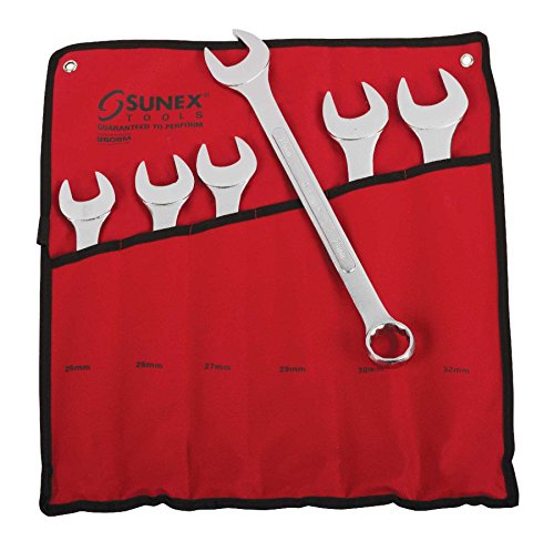SUNEX TOOLS 9606MA 6 Piece Raised Panel Combination Wrench Set (Raised Panel) CRV