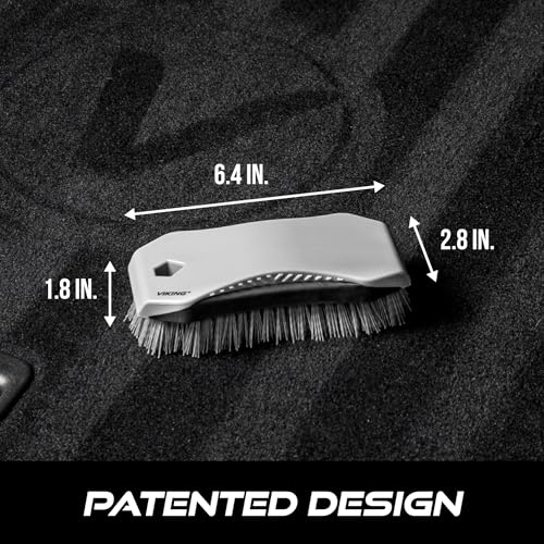 VIKING Carpet Cleaning and Scrub Brush for Floor Mats, Cleaning Brush for Car Interior and Home, Grey, 6.4 x 2.8 x 1.8 Inch