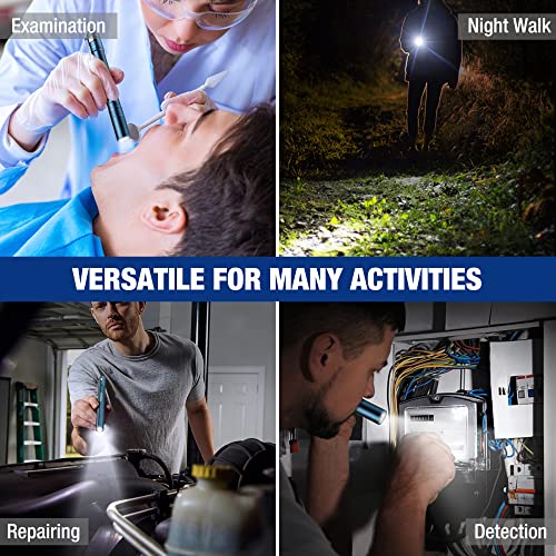 WORKPRO LED Pen Light, Aluminum Pen Flashlights, Pocket Flashlight with Clip for Inspection, Emergency, Everyday, 2AAA Batteries Included, Blue (4-Pack) - color: Blue