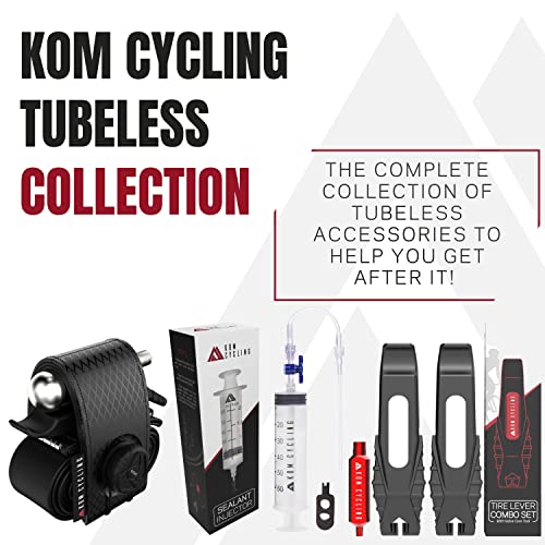 KOM Cycling Tubeless Tire Repair Kit for Bikes 8 Colors! Fixes Mountain Bike and Road Bicycle Tire Punctures - color: Red (PRO with CO2 Inflator)