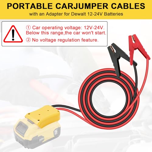 Jumper Cable Clamps for DeWalt 20V Battery Jump Starter, 3.28FT 8AWG Heavy Duty Car Battery Jumper Cable with Adapter for DeWalt, Portable Automotive Battery Booster Cable with Storage Case - size: 3.28 Ft
