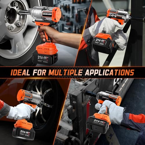 1600Nm(1200Ft-lbs) High Torque Cordless Impact Wrenches 1/2" Brushless Impact Gun Wrench with 2 x 4.0Ah 21V Batteries, 6 Sockets, Extension Bar, Variable Speeds for Home/Car/Truck/RV/Mower - size: 1600N.m