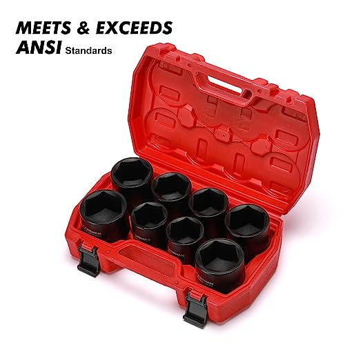 CASOMAN 1/2-Inch Drive Shallow Spindle Axle Nut Impact Socket Set,1-9/16" to 2", 6-Point, SAE, CR-MO, 8 Piece 1/2" Heavy Duty Impact Socket Set - size: 8PCS(1-9/16 Inch - 2 Inch), style: Shallow