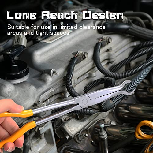 11-Inch Long Reach Hose Grip Pliers With Serrated Ring Nose for Spark Plug Removal, O-Shape Tip for Hard to Reach Narrow Spaces & Limited Clearance Areas - style: Hose grip pliers