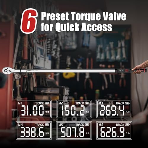 VANPO Digital Torque Wrench 3/4-Inch 31–627 ft-lb for Heavy Equipment | ±2% Accuracy, Electronic Torque Wrench with LED, Buzzer, Vibration Alert for Heavy Truck, Industrial Equipment & Agricultural - size: 3/4-inch 31-627 Ft-lb/42-850 Nm