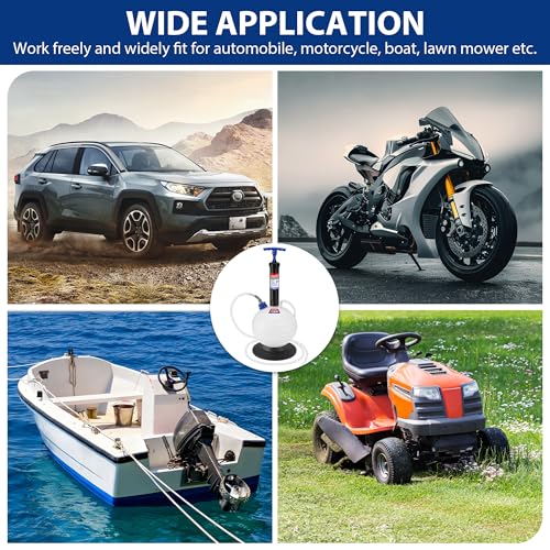 WORKPRO 6L Oil Extractor Pump, Pneumatic and Manual Fluid Extractor Pump with Main Hose, Three Extensions and Brake Bleeding Hose for Oil and Brake Fluid Change of Automotive, Marin Boat and More