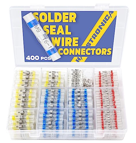 haisstronica 400PCS Solder Seal Wire Connectors+6 in 1 Crimping Tool Kit and Wire Stripper+ Heat Gun+620PCS Marine Grade Heat Shrink Wire Butt Connectors kit