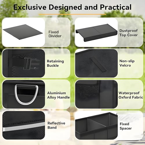 Oxford Material Car Trunk Storage Box Multifunctional Organizer Waterproof and Stain-Resistant Foldable Multi-Compartment Design with Handle for Car Trunk Storage Camping Gear Box Daily Storage.