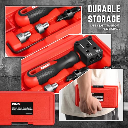 DNA Motoring 7pcs Universal Brake Line Double Flaring Tool for 3/16'' and 1/4'' SAE,Flaring Tool,Creates 45° Single,Double & Bubble Flares,Flare Tool for Vehicle Brake & Hydraulic Lines, TOOLS-00807 - style: 7pcs for 3/16'', 1/4'' SAE