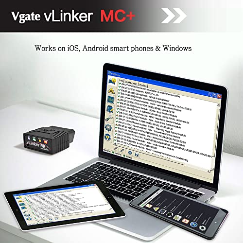 Vgate vLinker MC+ Bluetooth OBD2 Car Diagnostic Scan Tool for iOS, Android, Windows - size: vLinker MC+ BLE4.0 - Android, iOS & Windows