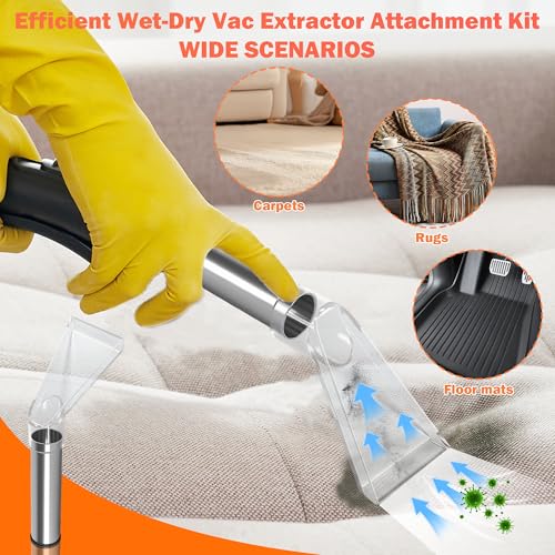 Shop Vac Extractor Attachment Kit with 2-1/2", 1-7/8" & 1-1/4" Adapters, Universal Wet Dry Vacuum Attachment for Carpet Cleaning, Upholstery, Auto Detailing & Spot Cleaning (Small+ Large) - size: Small + Large