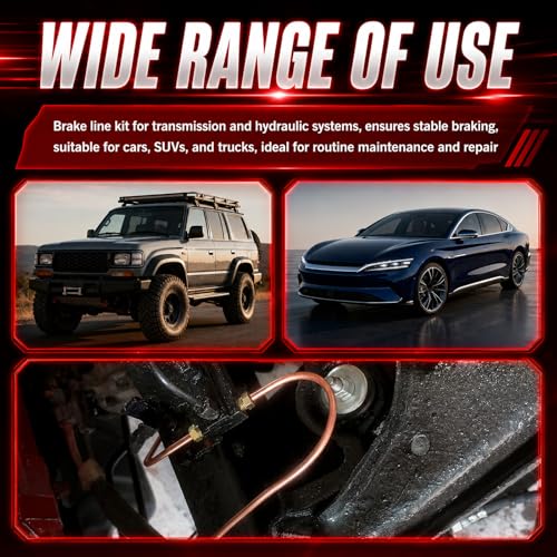 25Ft 1/4" & 3/16" Brake Line Kit,Single & Double Brake Line Flaring Tool Kit with 32 Inverted Fittings/Tube Cutter/5 Adapters,Professional Brakes Lines Repair Kits