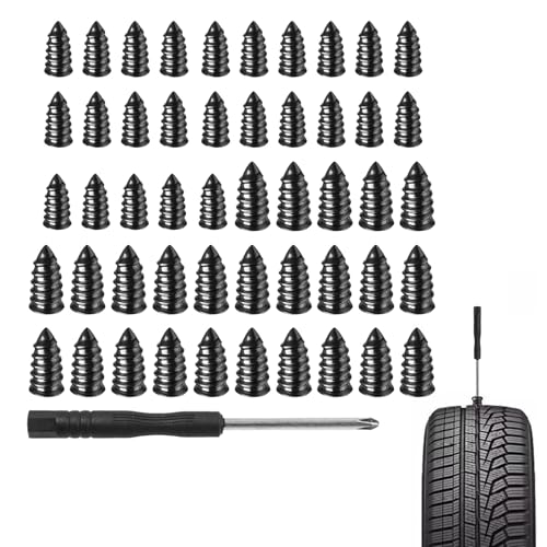 100 Pcs Tire Repair Rubber Nail Kit, 2 Sizes Vacuum Tire Plugs Kits Rubber Repair Screws for Cars Trucks Motorcycles, Emergency Flat Self Service for ATV SUV (50)