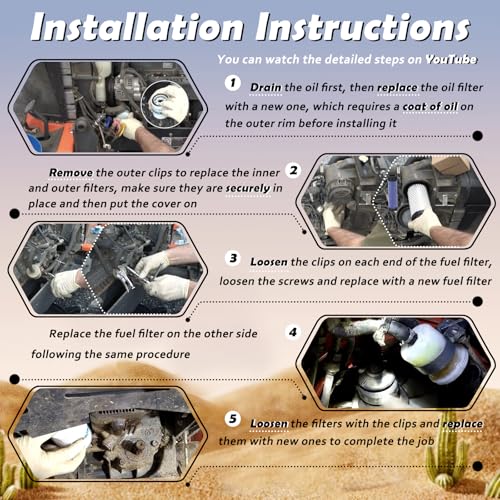 Maintenance Service Filter Kit 77700-03362 Compatible with Kubota BX22 BX23 BX24 BX25 BX2230 BX2350 BX2360 BX2370 Air Oil Fuel Filter Change Kit Replace# 12581-43012 HHK20-36990